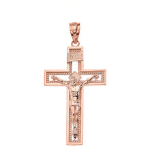 Load image into Gallery viewer, 10k Gold INRI Crucifix Cross Catholic Jesus Pendant 1.36&quot;