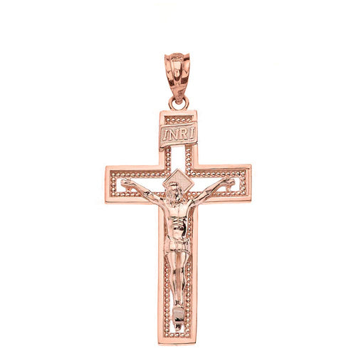 10k Gold INRI Crucifix Cross Catholic Jesus Pendant 1.36