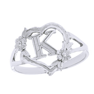 Alphabet Initial Heart Ring for Women in Sterling Silver
