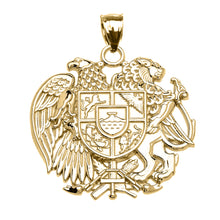 Load image into Gallery viewer, Armenian National Coat Of Arms Eagle and Lion Pendant in Gold