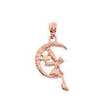 Load image into Gallery viewer, Tinkerbell Fairy Tale on The Moon Charm Pendant and Necklace in Gold