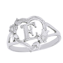 Load image into Gallery viewer, Alphabet Initial Heart Ring for Women in Two-Tone Gold