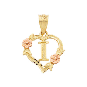 Alphabet Initial Heart Pendant for Women in Two-Tone Gold