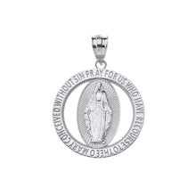 Load image into Gallery viewer, Saint Mary Pray Us Round Charm Pendant Necklace in Gold
