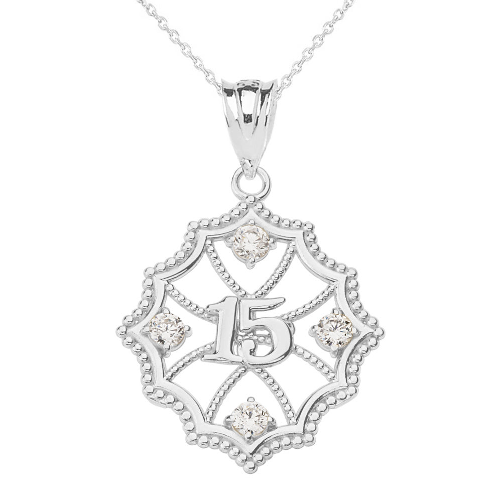 15 Quinceañera Necklace in Sterling Silver