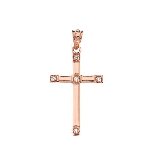 CaliRoseJewelry 14k Classy Elegant Diamond Simple Cross Charm Pendant