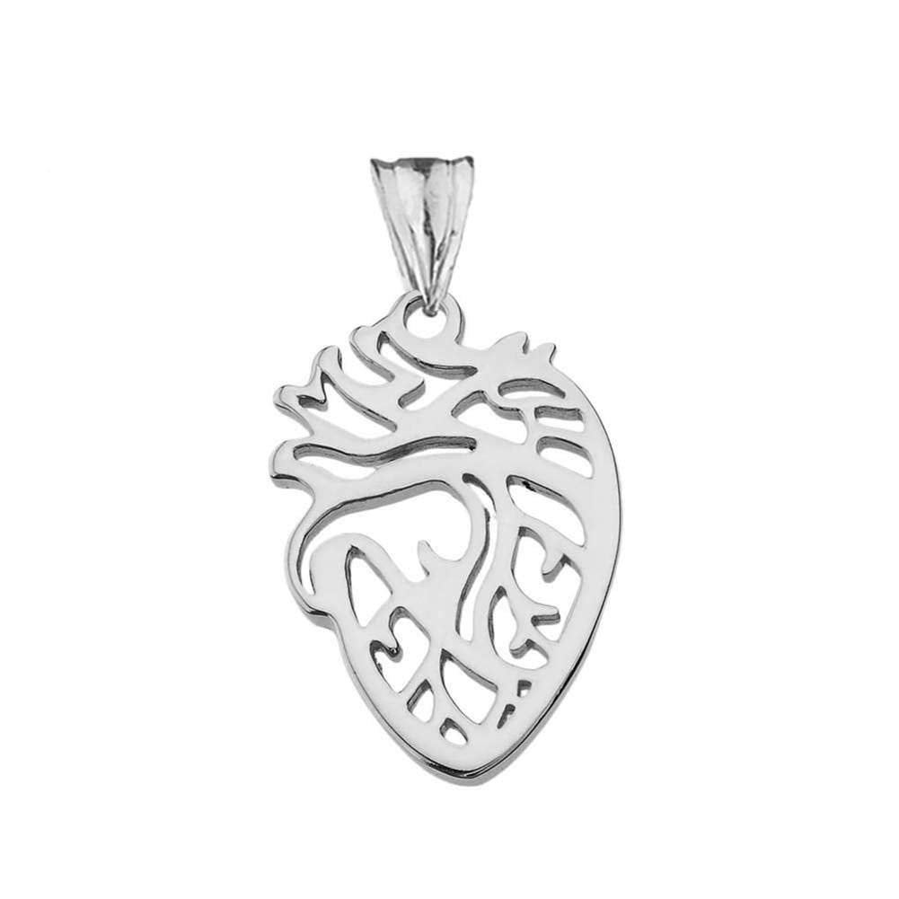 CaliRoseJewelry Sterling Silver Anatomical Heart Nurse Doctor Charm Pendant