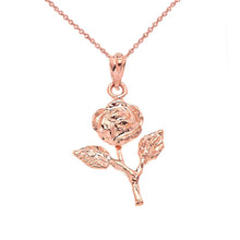 Load image into Gallery viewer, CaliRoseJewelry 10k Rose Stem Charm Pendant Necklace