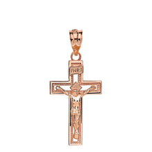 Load image into Gallery viewer, 14k Gold INRI Crucifix Cross Catholic Jesus Pendant 1.12&quot;