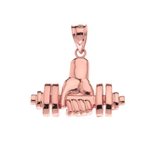 Load image into Gallery viewer, CaliRoseJewelry 14k Weightlifting Dumbell Barbell Fitness Gym Trainer Charm Pendant