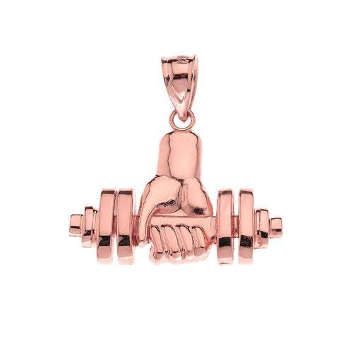 CaliRoseJewelry 10k Weightlifting Dumbell Barbell Fitness Gym Trainer Charm Pendant