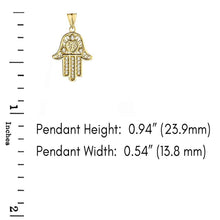 Load image into Gallery viewer, CaliRoseJewelry 14k Gold Hamsa Hand Heart Cubic Zirconia Pendant and Earrings Set