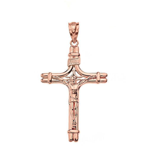 CaliRoseJewelry 14k Gold INRI Crucifix Jesus on the Cross Pendant