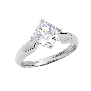 Gold Vintage Antique Princess Cut Engagement And Solitaire Proposal Ring with 2.5 Carat C.Z.