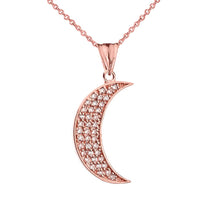 Load image into Gallery viewer, CaliRoseJewelry 14k Gold Crescent Moon Cubic Zirconia Pendant Necklace