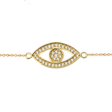 Load image into Gallery viewer, CaliRoseJewelry 14k Gold Sideways Evil Eye Cubic Zirconia Bracelet