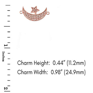 CaliRoseJewelry 14k Gold Sideways Crescent Moon and Star Symbol Cubic Zirconia Link Bracelet