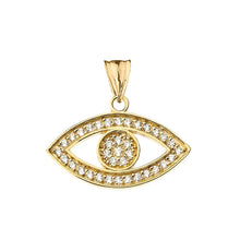 Load image into Gallery viewer, CaliRoseJewelry 14k Gold Evil Eye Diamond Pendant and Earrings Set
