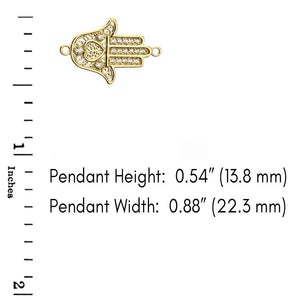 CaliRoseJewelry 14k Gold Sideways Hamsa Hand Heart Diamond Pendant Necklace
