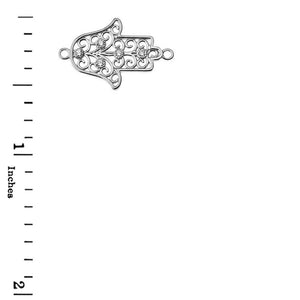 CaliRoseJewelry Sterling Silver Sideways Hamsa Hand Cubic Zirconia Pendant Necklace