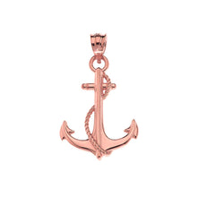 Load image into Gallery viewer, CaliRoseJewelry 14k Anchor Nautical Rope Sailor Navy Charm Pendant