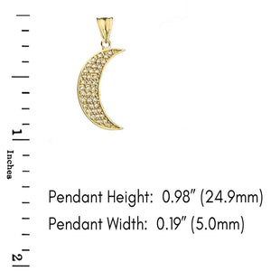 CaliRoseJewelry 10k Yellow Gold Crescent Moon Cubic Zirconia Pendant Necklace and Earrings Set