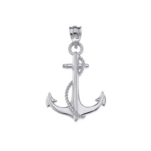 CaliRoseJewelry Sterling Silver Anchor Nautical Rope Sailor Navy Charm Pendant