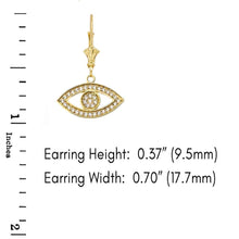 Load image into Gallery viewer, CaliRoseJewelry 10k Yellow Gold Evil Eye Diamond Pendant Necklace and Earrings Set