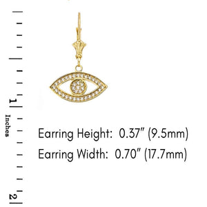 14k Gold Evil Eye Diamond Earrings
