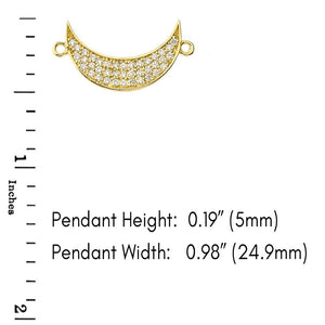 CaliRoseJewelry 14k Gold Sideways Crescent Moon Cubic Zirconia Pendant Necklace