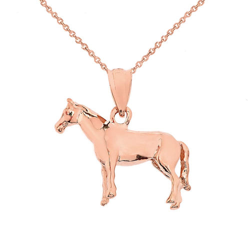 CaliRoseJewelry 10k Pony Horse Pendant Necklace