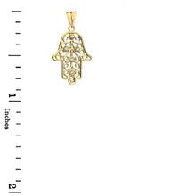 Load image into Gallery viewer, CaliRoseJewelry 14k Gold Hamsa Hand Cubic Zirconia Pendant