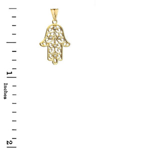 CaliRoseJewelry 14k Gold Hamsa Hand Cubic Zirconia Pendant