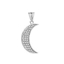 Load image into Gallery viewer, CaliRoseJewelry 10k Gold Crescent Moon Cubic Zirconia Pendant