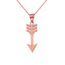 Load image into Gallery viewer, CaliRoseJewelry 14k Indian Arrowhead Arrow Charm Pendant Necklace