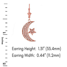 Load image into Gallery viewer, CaliRoseJewelry 14k Gold Crescent Moon and Star Diamond Pendant Necklace and Earrings Set