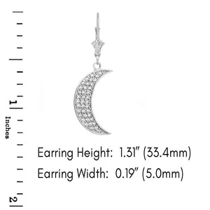 CaliRoseJewelry Sterling Silver Crescent Moon Cubic Zirconia Pendant Necklace and Earrings Set
