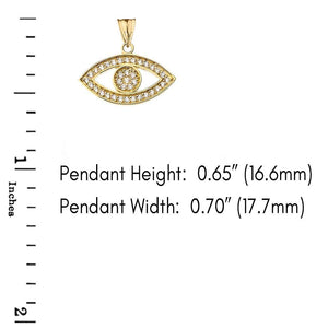 CaliRoseJewelry 10k Yellow Gold Evil Eye Diamond Pendant Necklace and Earrings Set