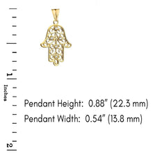 Load image into Gallery viewer, CaliRoseJewelry 10k Yellow Gold Hamsa Hand Cubic Zirconia Pendant Necklace and Earrings Set