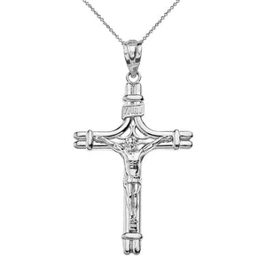 CaliRoseJewelry Sterling Silver INRI Crucifix Jesus on the Cross Pendant Necklace
