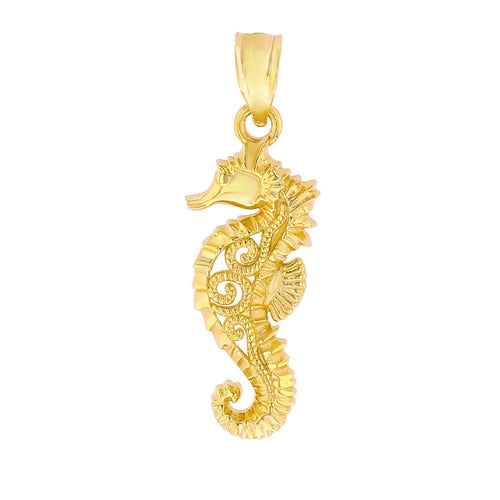 CaliRoseJewelry 10k Filigree Seahorse Charm Pendant