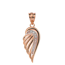 Load image into Gallery viewer, CaliRoseJewelry 14k Gold Feather Dainty Angel Wing Cubic Zirconia Pendant