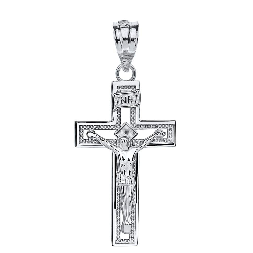Sterling Silver INRI Crucifix Cross Catholic Jesus Pendant
