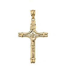 Load image into Gallery viewer, CaliRoseJewelry 14k Gold INRI Crucifix Jesus on the Cross Pendant
