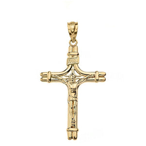 CaliRoseJewelry 14k Gold INRI Crucifix Jesus on the Cross Pendant