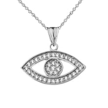 Load image into Gallery viewer, CaliRoseJewelry 14k Gold Evil Eye Diamond Pendant Necklace and Earrings Set