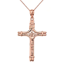 Load image into Gallery viewer, CaliRoseJewelry 14k Gold INRI Crucifix Jesus on the Cross Pendant Necklace