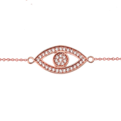 CaliRoseJewelry 14k Gold Sideways Evil Eye Diamond Bracelet