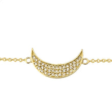 Load image into Gallery viewer, CaliRoseJewelry 14k Gold Sideways Crescent Moon Cubic Zirconia Bracelet