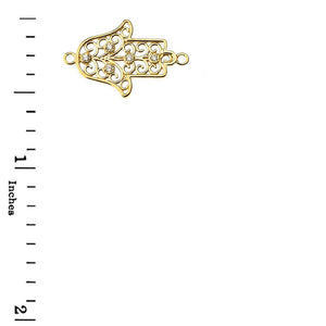 CaliRoseJewelry 14k Gold Sideways Hamsa Hand Cubic Zirconia Link Bracelet